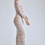 Lace Long Sleeve Maxi Dress in Ivory - Image 8