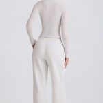 Mid-Rise Wide-Leg Joggers in Grey Marl - Image 2