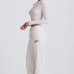 Mid-Rise Wide-Leg Joggers in Grey Marl - Image 3