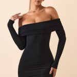 Modal Off-Shoulder Mini Dress in Black - Image 5