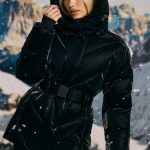 Oversized Quilted Hooded Ski Jacket in Black