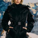 Oversized Quilted Hooded Ski Jacket in Black - Image 6