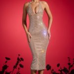 Embellished Plunge Midaxi Dress in Almond - Image 7