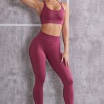 High Waist Seamless Leggings in Dark Rose