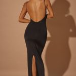 Ruched Bodycon Maxi Dress in Black - Image 2