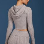 Cable-Knit Zip-Up Hoodie in Grey Marl - Image 2