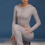 Cable-Knit Zip-Up Hoodie in Grey Marl - Image 7