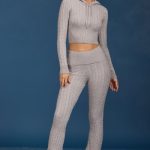 Cable-Knit Zip-Up Hoodie in Grey Marl - Image 8