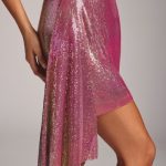 Premium Chainmail High Waist Mini Skirt in Multi Pink - Image 4