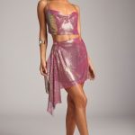 Premium Chainmail High Waist Mini Skirt in Multi Pink - Image 6