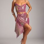 Premium Chainmail High Waist Mini Skirt in Multi Pink - Image 7