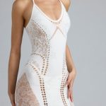 Embellished Halterneck Mini Dress in Ivory - Image 4