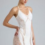 Embellished Halterneck Mini Dress in Ivory - Image 8