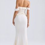 Off-Shoulder Ruffle-Trim Gown in Ivory - Image 2
