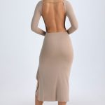 Modal Ruffled Midaxi Dress in Taupe - Image 3