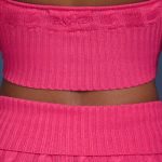 Cable-Knit Halterneck Crop Top in Hot Pink - Image 5