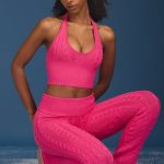 Cable-Knit Halterneck Crop Top in Hot Pink - Image 6