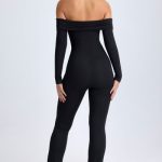 Tall Modal Off-Shoulder Ruched Jumpsuit in Black - Image 2