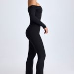 Tall Modal Off-Shoulder Ruched Jumpsuit in Black - Image 3