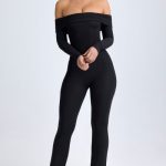Tall Modal Off-Shoulder Ruched Jumpsuit in Black - Image 5