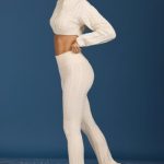 Cable-Knit Flared Trousers in Cream - Image 3