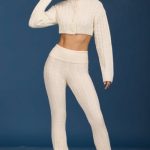 Cable-Knit Flared Trousers in Cream - Image 7