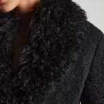 Shearling Coat with Large Front Pockets in Black - Image 4
