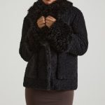 Shearling Coat with Large Front Pockets in Black - Image 7