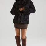 Shearling Coat with Large Front Pockets in Black - Image 8