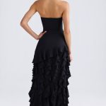 Ruffle-Trim Strapless Gown in Black - Image 2
