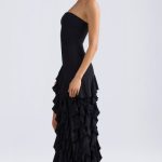 Ruffle-Trim Strapless Gown in Black - Image 3