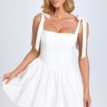 Ruched Corset Mini Dress in White - Image 7