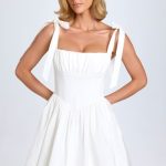 Ruched Corset Mini Dress in White - Image 8