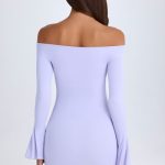 Off-Shoulder Cut-Out Mini Dress in Soft Lilac - Image 4