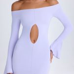 Off-Shoulder Cut-Out Mini Dress in Soft Lilac - Image 6