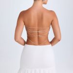 Ruffle-Trim Cut-Out Bandeau Mini Dress in White - Image 2