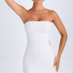 Ruffle-Trim Cut-Out Bandeau Mini Dress in White - Image 6