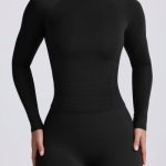 Tencel? Modal Ruched Long-Sleeve Top in Black - Image 4