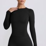 Tencel? Modal Ruched Long-Sleeve Top in Black - Image 5