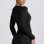 Tencel? Modal Ruched Long-Sleeve Top in Black - Image 7