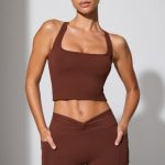 Twist Waist Mini Shorts with Pockets in Chocolate