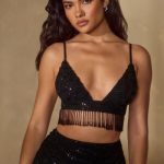 Embellished Bra Top in Black