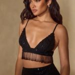 Embellished Bra Top in Black - Image 6