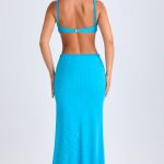 Ruffle-Appliqu?? Cut-Out Maxi Dress in Aqua Blue - Image 2