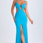 Ruffle-Appliqu?? Cut-Out Maxi Dress in Aqua Blue - Image 5