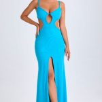 Ruffle-Appliqu?? Cut-Out Maxi Dress in Aqua Blue - Image 6