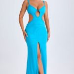 Ruffle-Appliqu?? Cut-Out Maxi Dress in Aqua Blue - Image 7