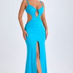 Ruffle-Appliqu?? Cut-Out Maxi Dress in Aqua Blue - Image 8