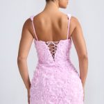 Floral-Appliqu?? Corset Mini Dress in Lilac - Image 2