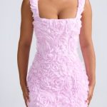 Floral-Appliqu?? Corset Mini Dress in Lilac - Image 4